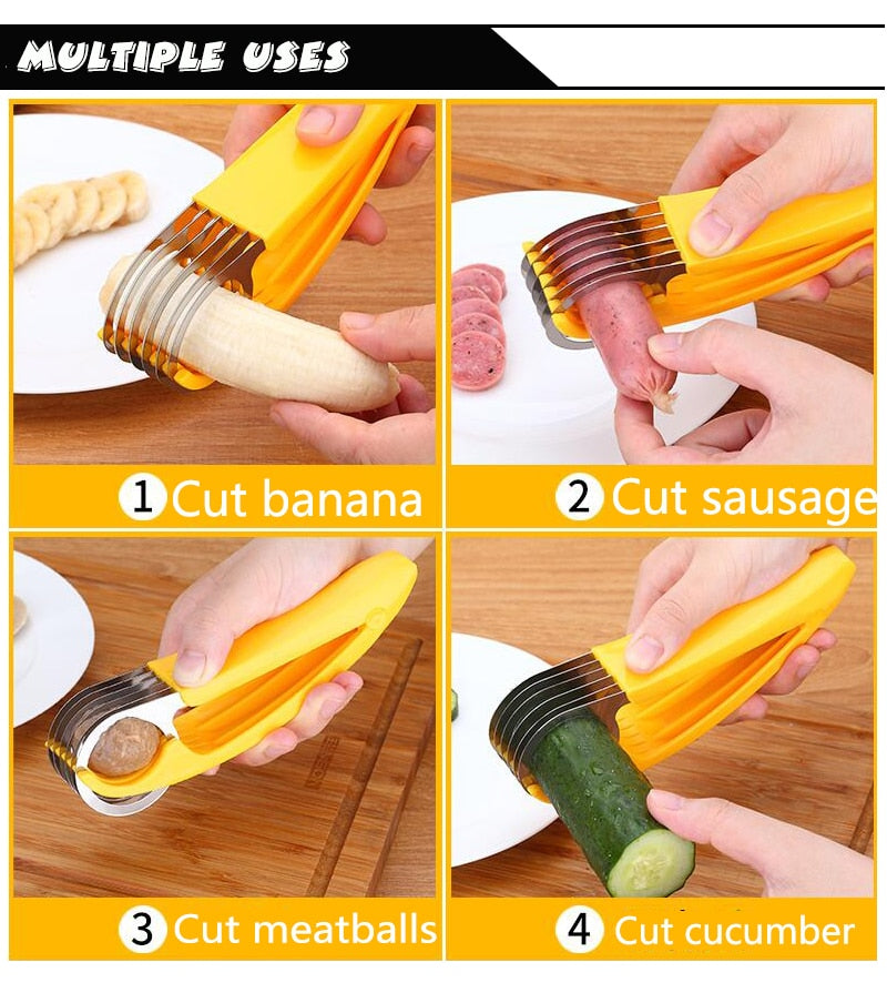 Stainless Steel Banana & Fruit Slicer – Kitchen Cutting Tool