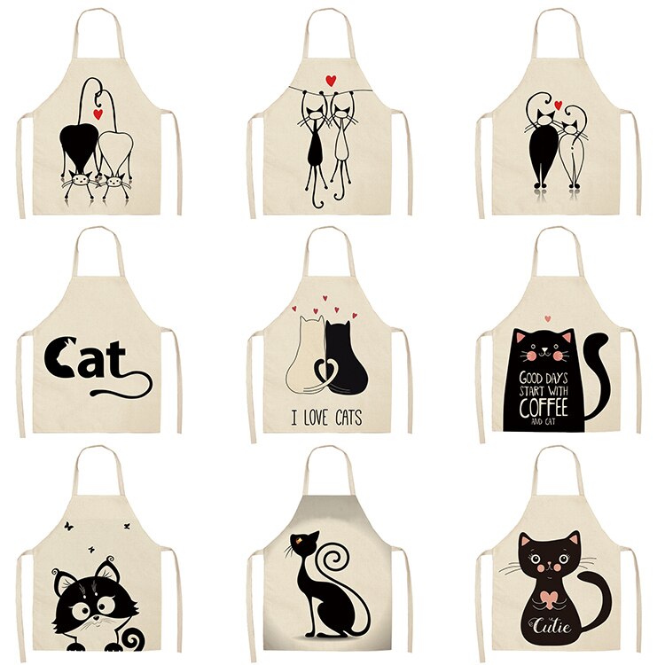 Cat Kitchen Apron – Cotton Linen Cooking & Baking Apron