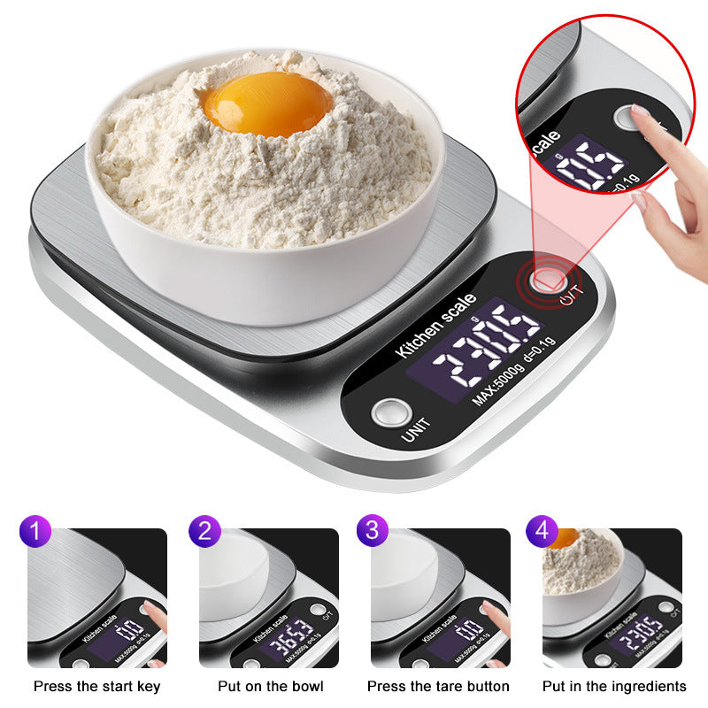 Stainless Steel Digital Kitchen Scale – Precise Baking & Food Scale