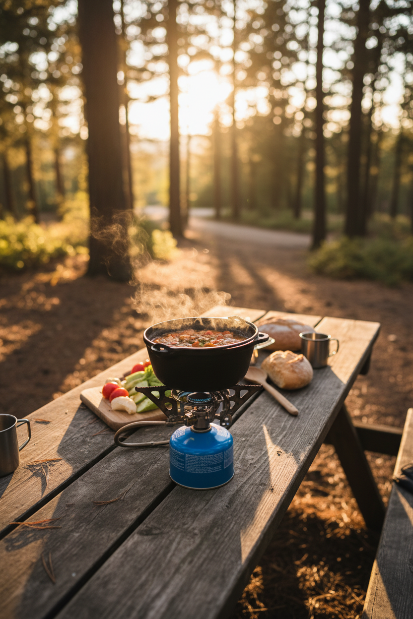Portable gas camping stove outdoor lifestyle